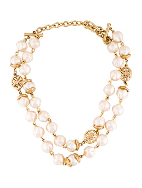 givenchy pearl|givenchysilvertone rhinestone necklace pearl.